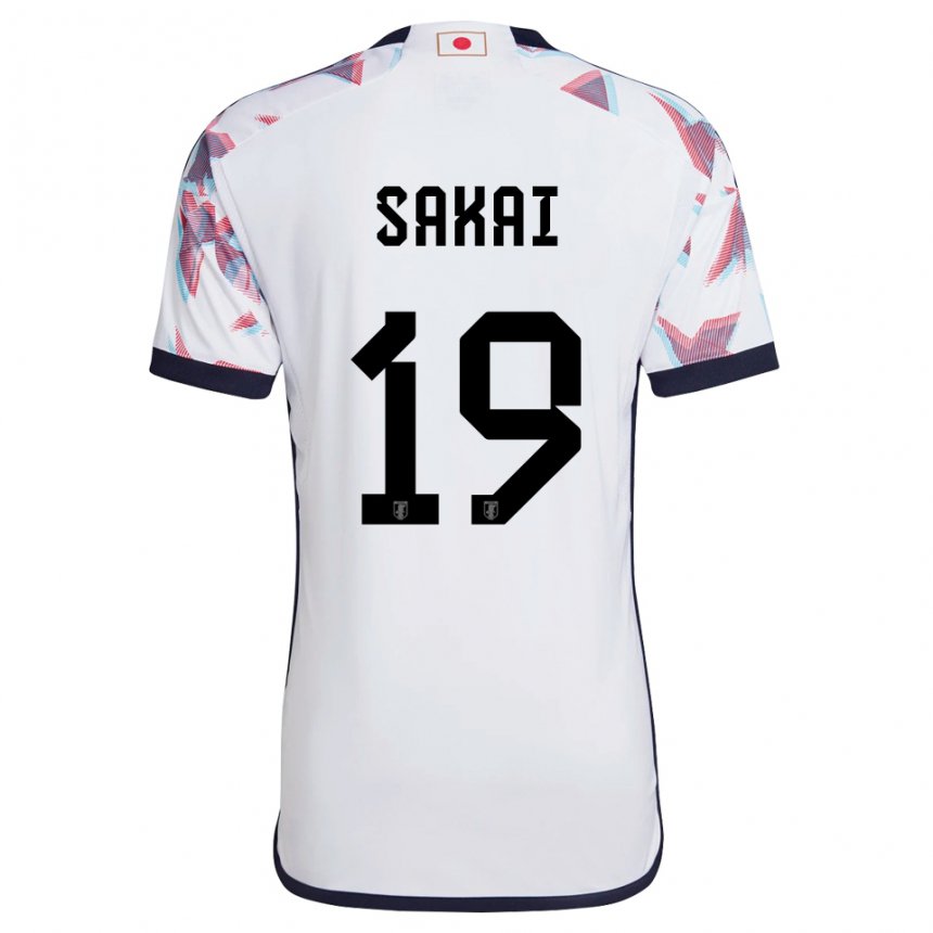 Kinder Japanische Hiroki Sakai #19 Weiß Auswärtstrikot Trikot 22-24 T-shirt Belgien