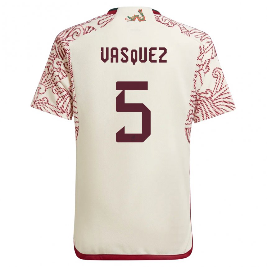 Enfant Maillot Mexique Johan Vasquez #5 Merveille Blanc Rouge Tenues Extérieur 22-24 T-shirt Belgique