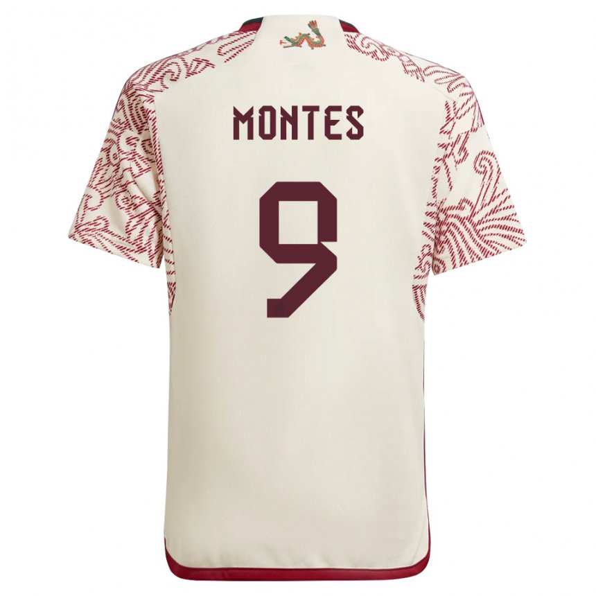 Kinder Mexikanische Cesar Montes #9 Wunder Weiß Rot Auswärtstrikot Trikot 22-24 T-shirt Belgien