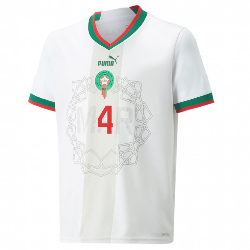 Kinder Marokkanische Soufiane Amrabat #4 Weiß Auswärtstrikot Trikot 22-24 T-shirt Belgien