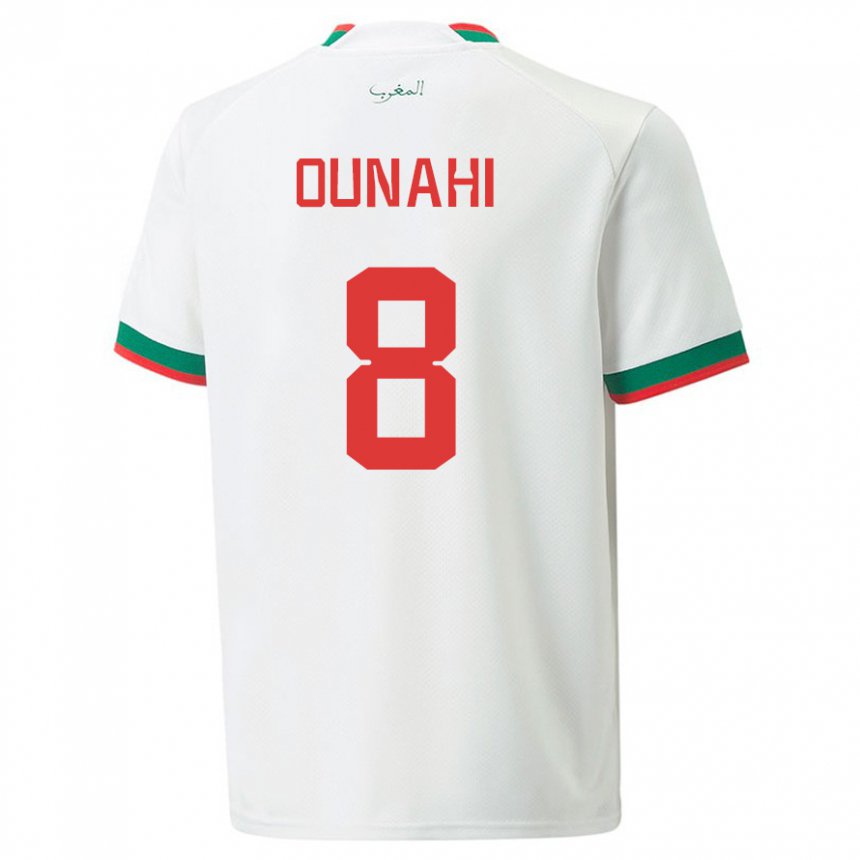 Kinder Marokkanische Azzeddine Ounahi #8 Weiß Auswärtstrikot Trikot 22-24 T-shirt Belgien