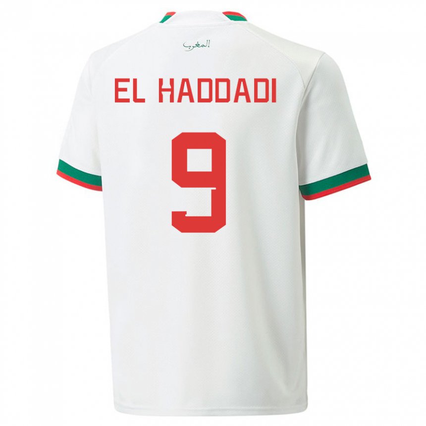 Kinder Marokkanische Munir El Haddadi #9 Weiß Auswärtstrikot Trikot 22-24 T-shirt Belgien