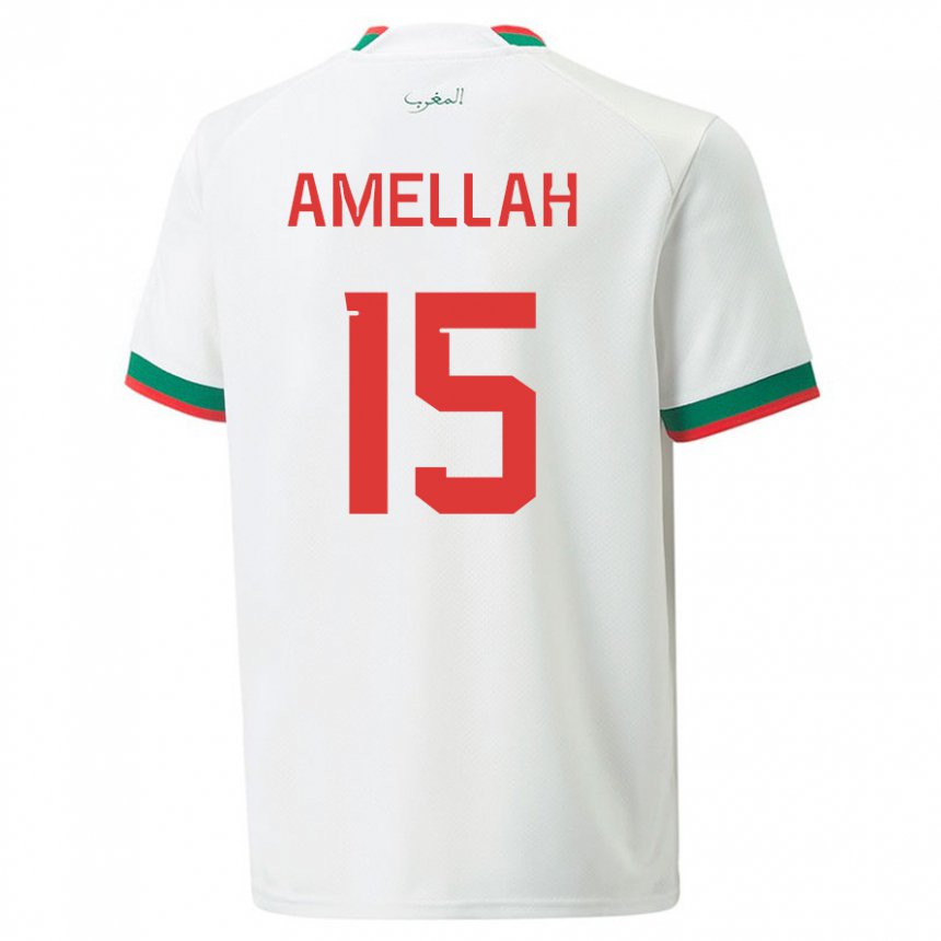 Kinder Marokkanische Selim Amellah #15 Weiß Auswärtstrikot Trikot 22-24 T-shirt Belgien