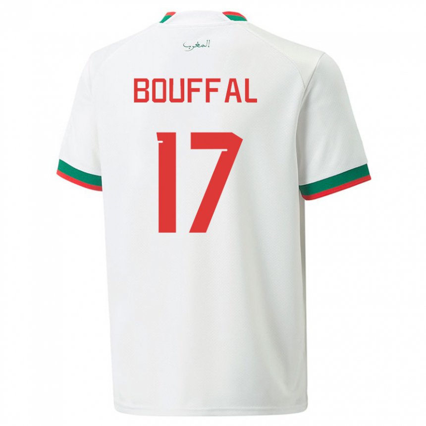 Enfant Maillot Maroc Soufiane Bouffal #17 Blanc Tenues Extérieur 22-24 T-shirt Belgique