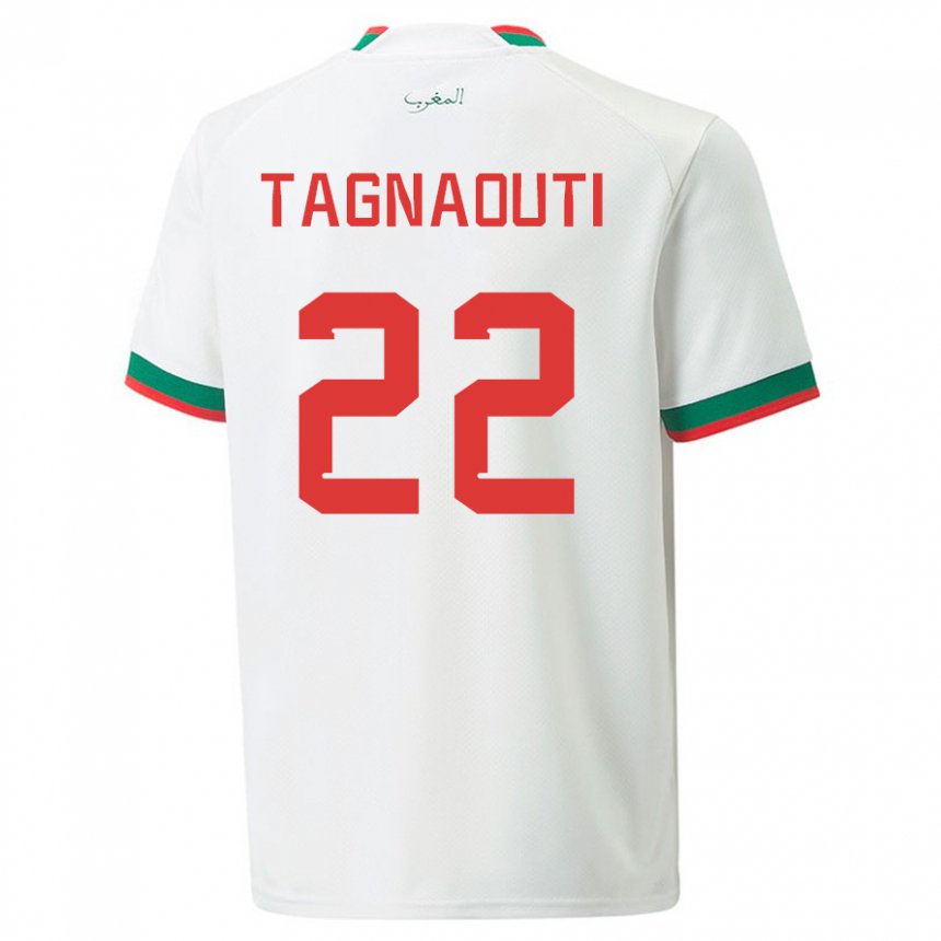 Enfant Maillot Maroc Ahmed Reda Tagnaouti #22 Blanc Tenues Extérieur 22-24 T-shirt Belgique