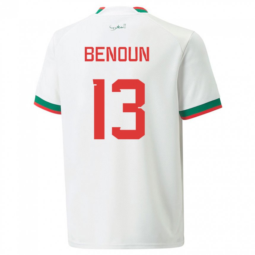 Kinder Marokkanische Badr Benoun #13 Weiß Auswärtstrikot Trikot 22-24 T-shirt Belgien