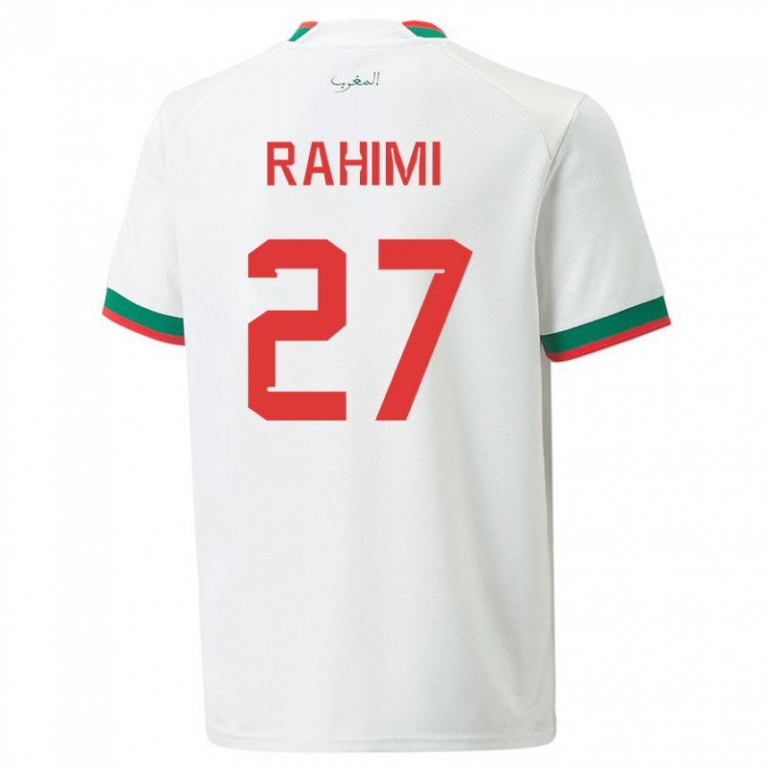 Kinder Marokkanische Soufiane Rahimi #27 Weiß Auswärtstrikot Trikot 22-24 T-shirt Belgien