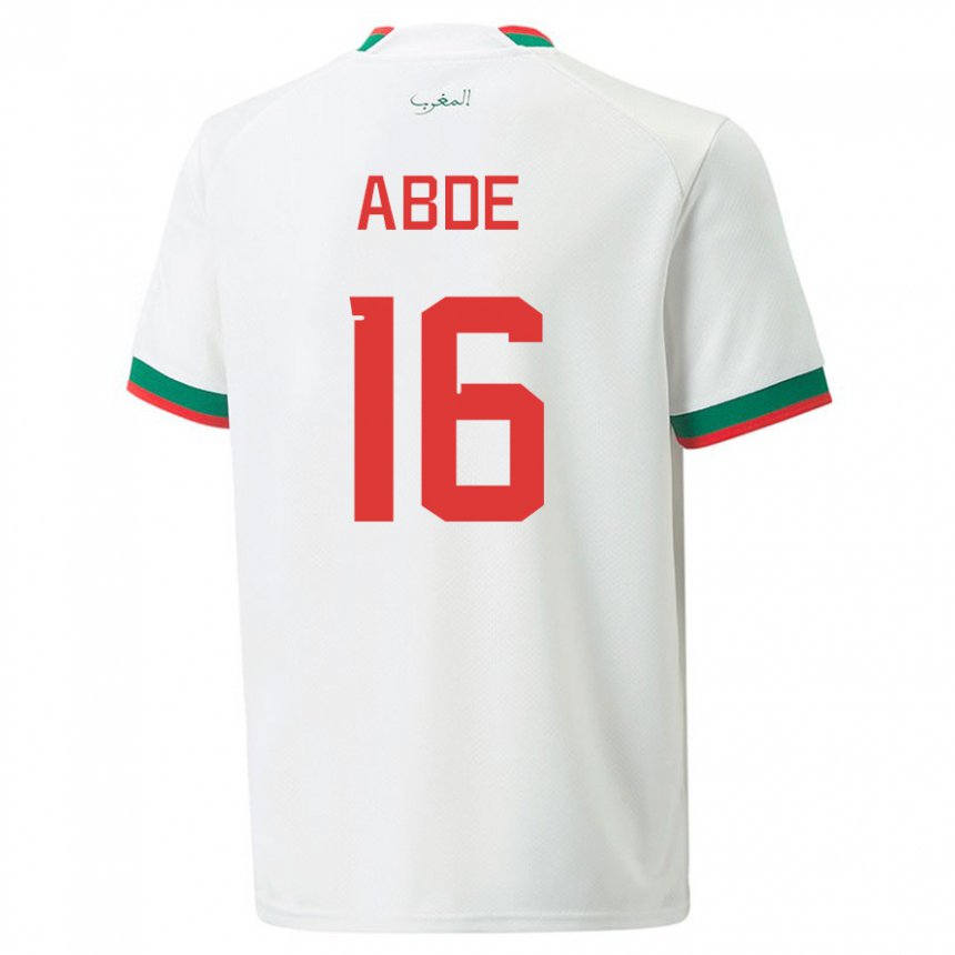 Kinder Marokkanische Ez Abde #16 Weiß Auswärtstrikot Trikot 22-24 T-shirt Belgien