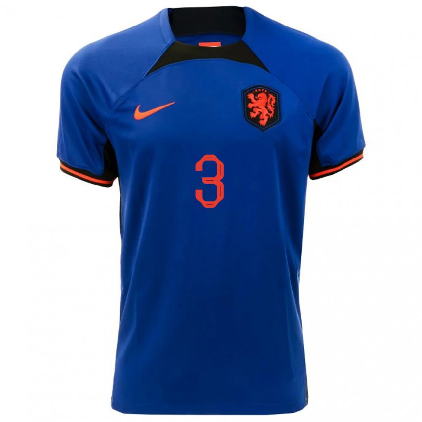 Kinder Niederländische Matthijs De Ligt #3 Königsblau Auswärtstrikot Trikot 22-24 T-shirt Belgien