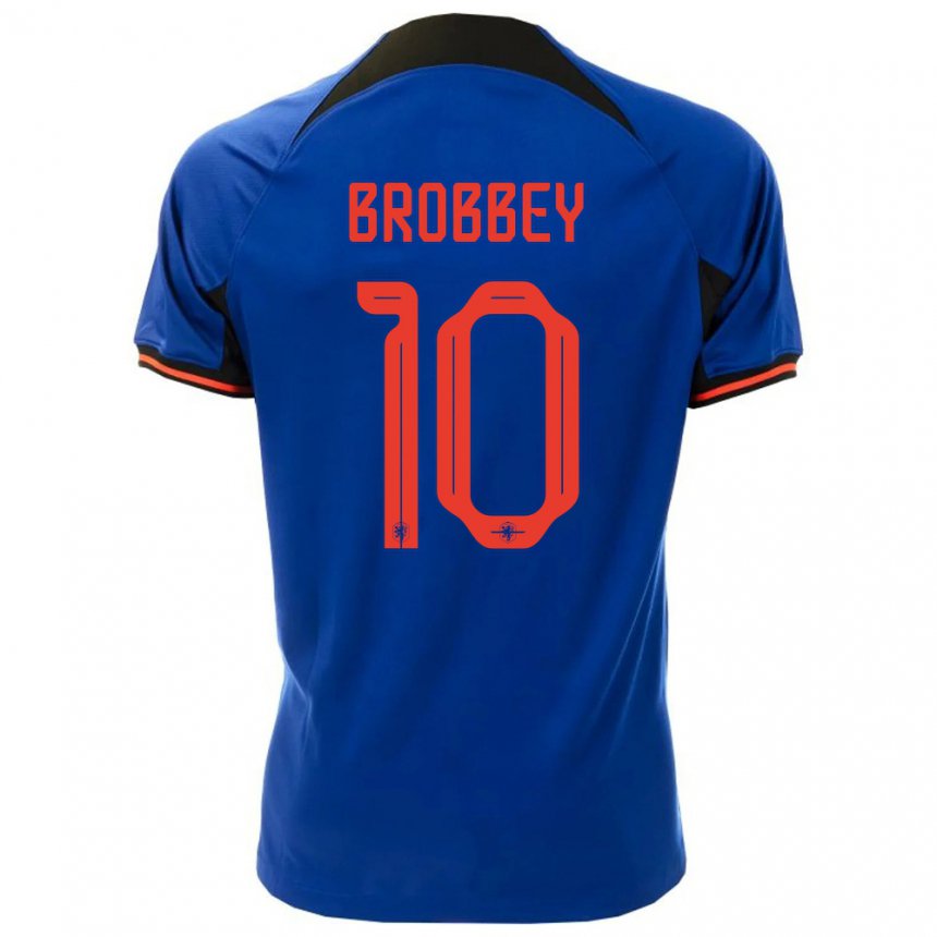 Kinder Niederländische Brian Brobbey #10 Königsblau Auswärtstrikot Trikot 22-24 T-shirt Belgien