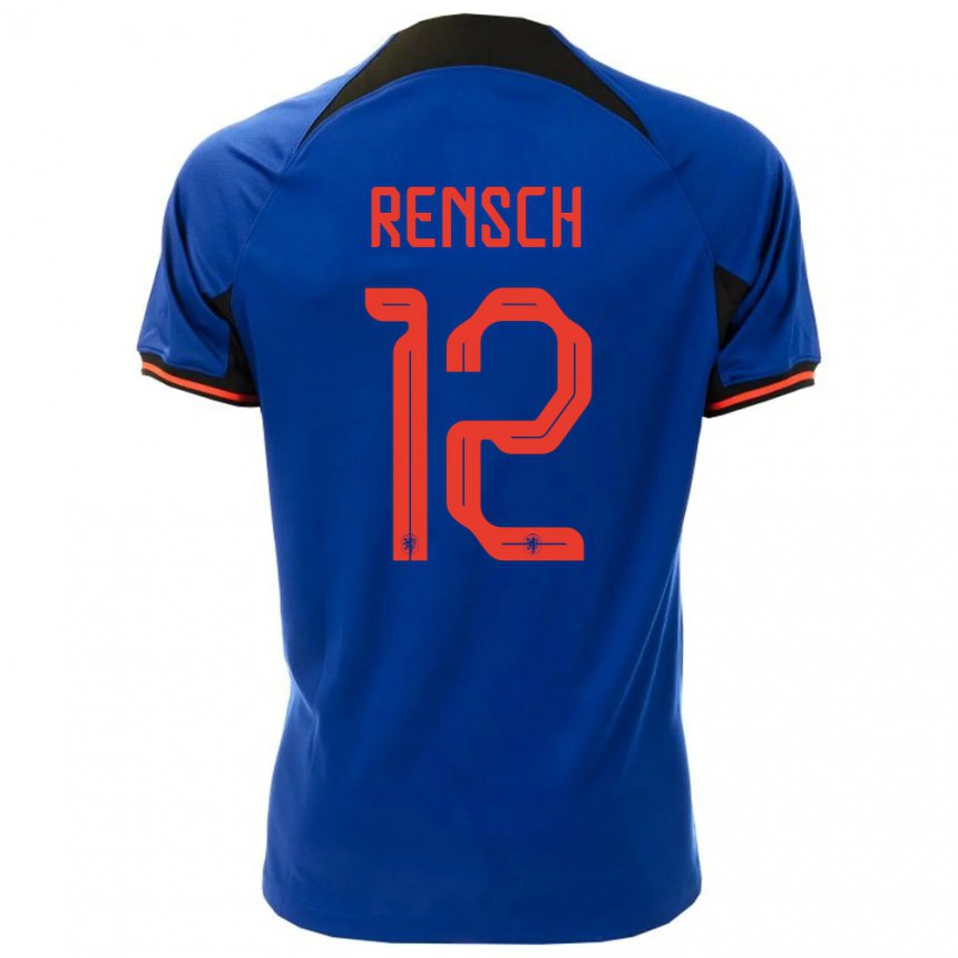 Kinder Niederländische Devyne Rensch #12 Königsblau Auswärtstrikot Trikot 22-24 T-shirt Belgien