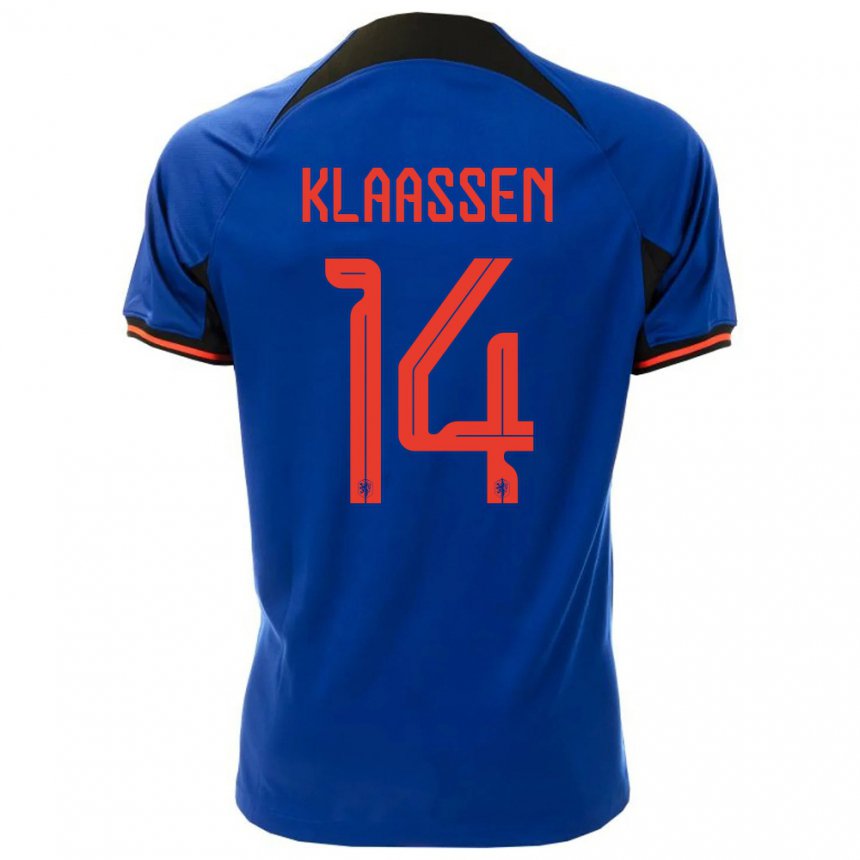Kinder Niederländische Davy Klaassen #14 Königsblau Auswärtstrikot Trikot 22-24 T-shirt Belgien