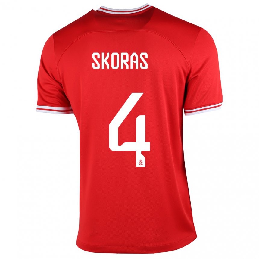 Enfant Maillot Pologne Michal Skoras #4 Rouge Tenues Extérieur 22-24 T-shirt Belgique