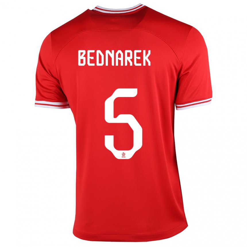 Kinder Polnische Jan Bednarek #5 Rot Auswärtstrikot Trikot 22-24 T-shirt Belgien