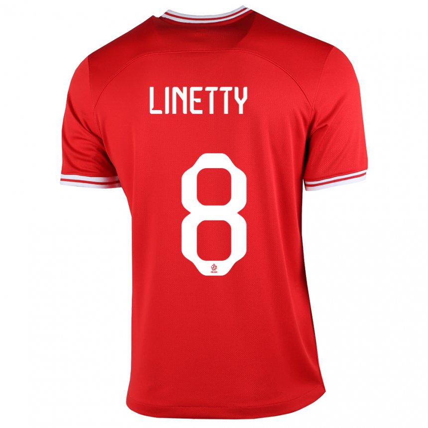 Kinder Polnische Karol Linetty #8 Rot Auswärtstrikot Trikot 22-24 T-shirt Belgien