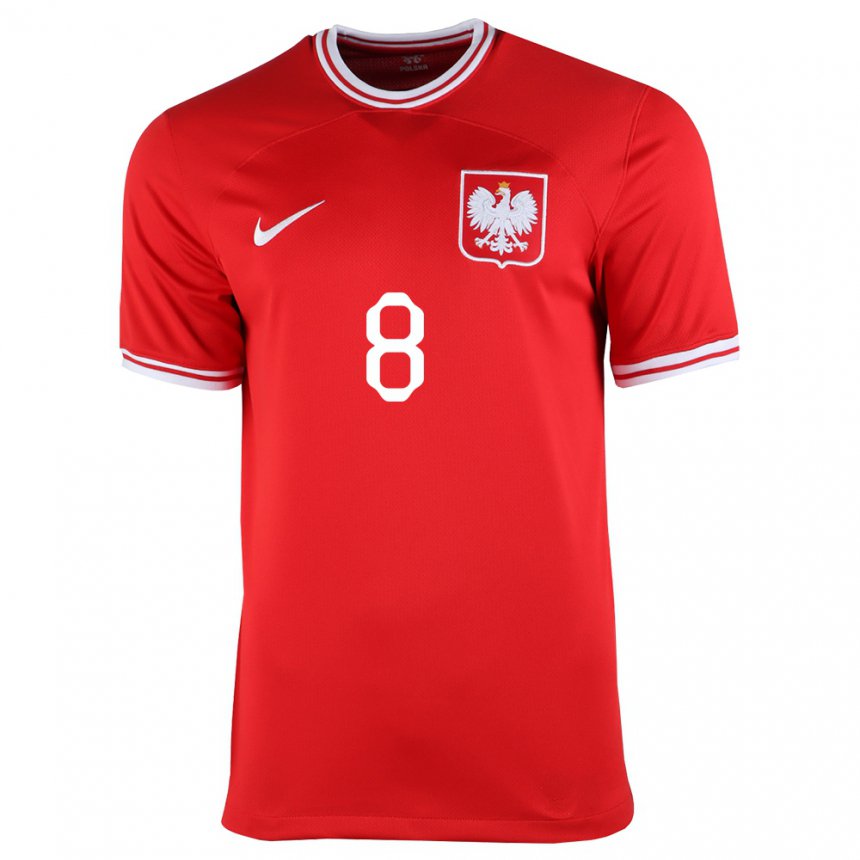 Kinder Polnische Karol Linetty #8 Rot Auswärtstrikot Trikot 22-24 T-shirt Belgien
