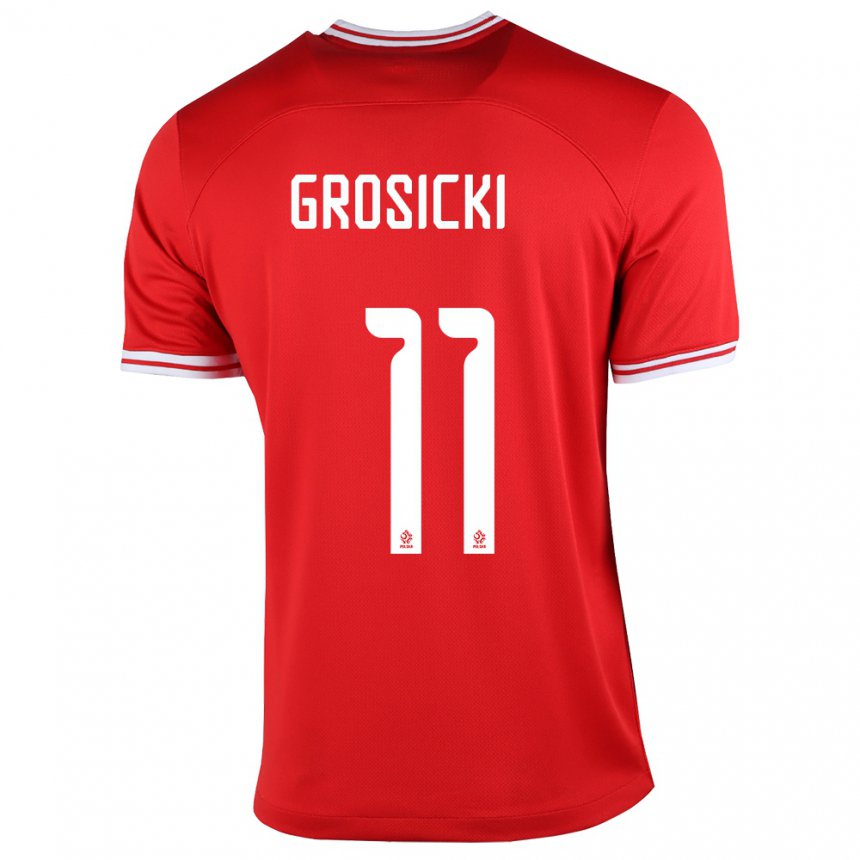 Kinder Polnische Kamil Grosicki #11 Rot Auswärtstrikot Trikot 22-24 T-shirt Belgien