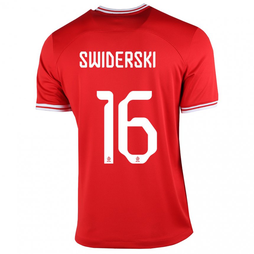 Kinder Polnische Karol Swiderski #16 Rot Auswärtstrikot Trikot 22-24 T-shirt Belgien