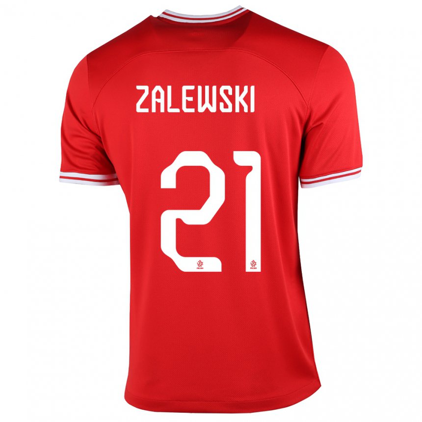 Kinder Polnische Nicola Zalewski #21 Rot Auswärtstrikot Trikot 22-24 T-shirt Belgien