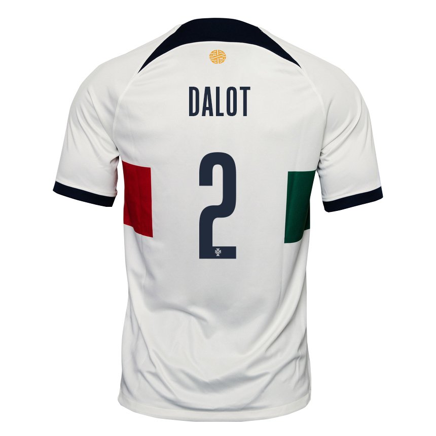 Kinder Portugiesische Diogo Dalot #2 Weiß Auswärtstrikot Trikot 22-24 T-shirt Belgien