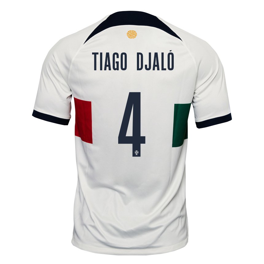 Kinder Portugiesische Tiago Djalo #4 Weiß Auswärtstrikot Trikot 22-24 T-shirt Belgien