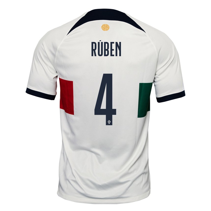 Kinder Portugiesische Ruben Dias #4 Weiß Auswärtstrikot Trikot 22-24 T-shirt Belgien