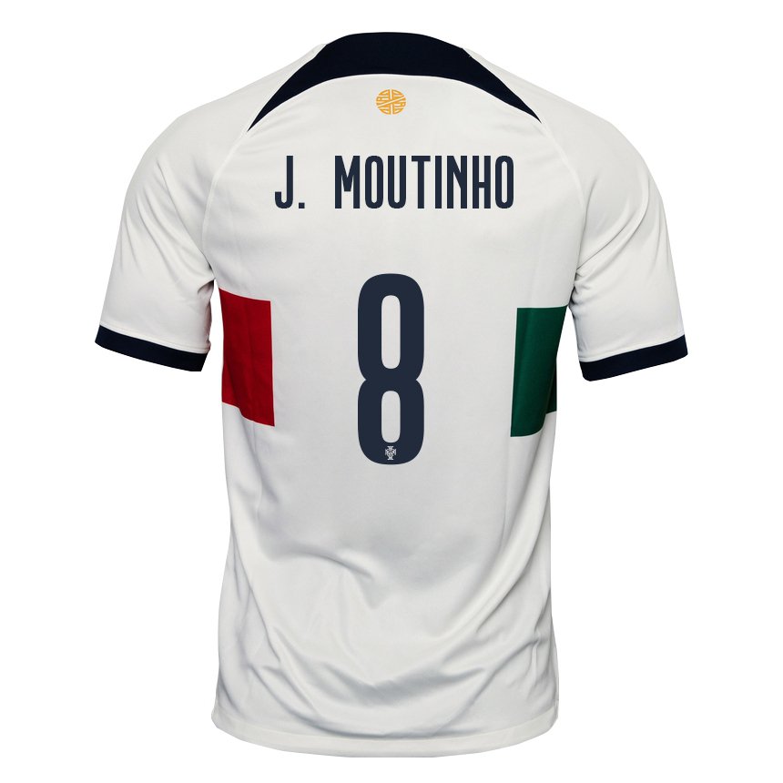 Kinder Portugiesische Joao Moutinho #8 Weiß Auswärtstrikot Trikot 22-24 T-shirt Belgien
