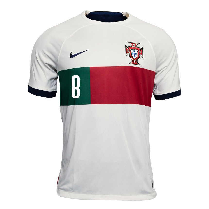Kinder Portugiesische Joao Moutinho #8 Weiß Auswärtstrikot Trikot 22-24 T-shirt Belgien