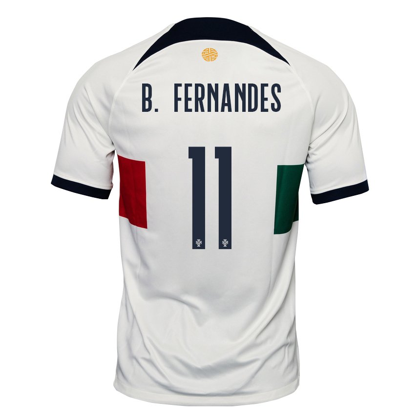 Kinder Portugiesische Bruno Fernandes #11 Weiß Auswärtstrikot Trikot 22-24 T-shirt Belgien
