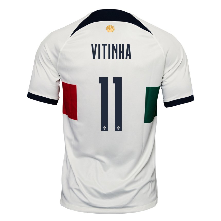 Kinder Portugiesische Vitinha #11 Weiß Auswärtstrikot Trikot 22-24 T-shirt Belgien