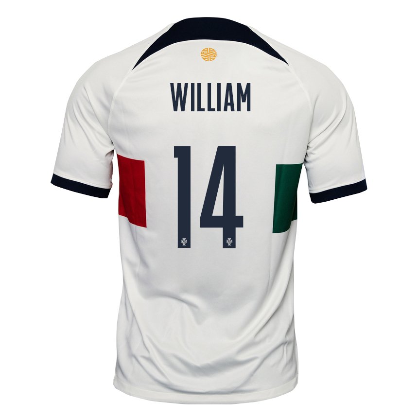 Kinder Portugiesische William Carvalho #14 Weiß Auswärtstrikot Trikot 22-24 T-shirt Belgien