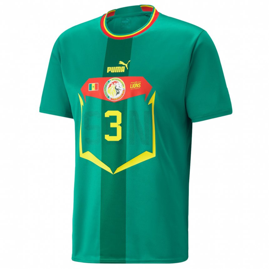 Kinder Senegalesische Kalidou Koulibaly #3 Grün Auswärtstrikot Trikot 22-24 T-shirt Belgien