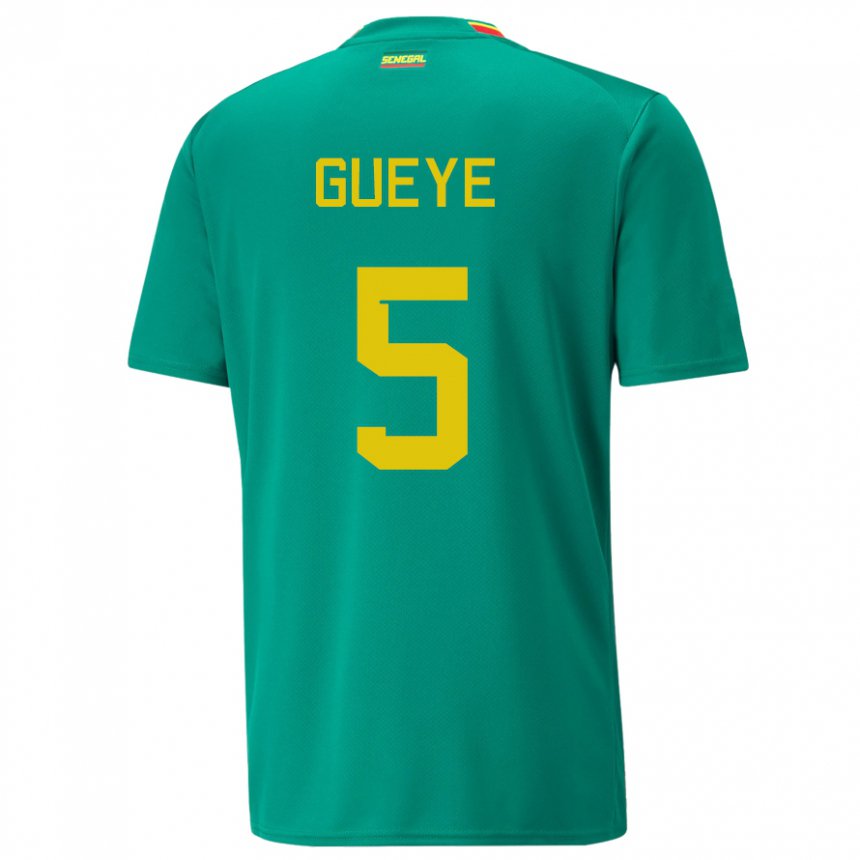 Kinder Senegalesische Idrissa Gueye #5 Grün Auswärtstrikot Trikot 22-24 T-shirt Belgien