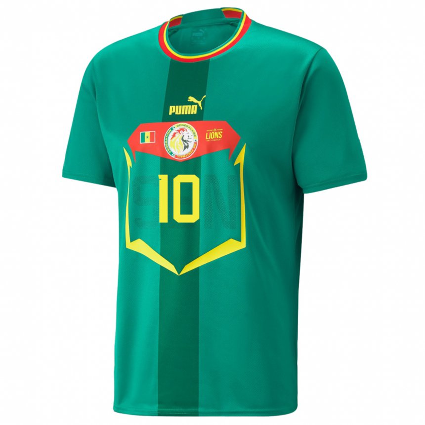 Kinder Senegalesische Sadio Mane #10 Grün Auswärtstrikot Trikot 22-24 T-shirt Belgien