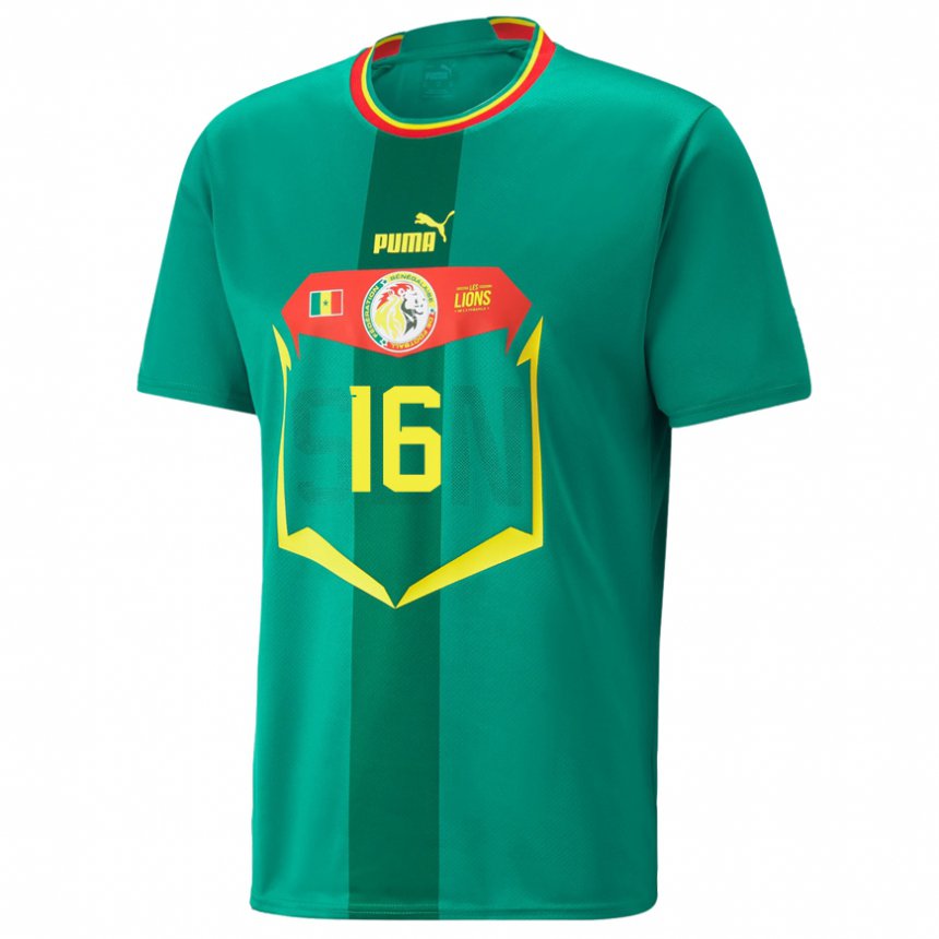 Kinder Senegalesische Edouard Mendy #16 Grün Auswärtstrikot Trikot 22-24 T-shirt Belgien