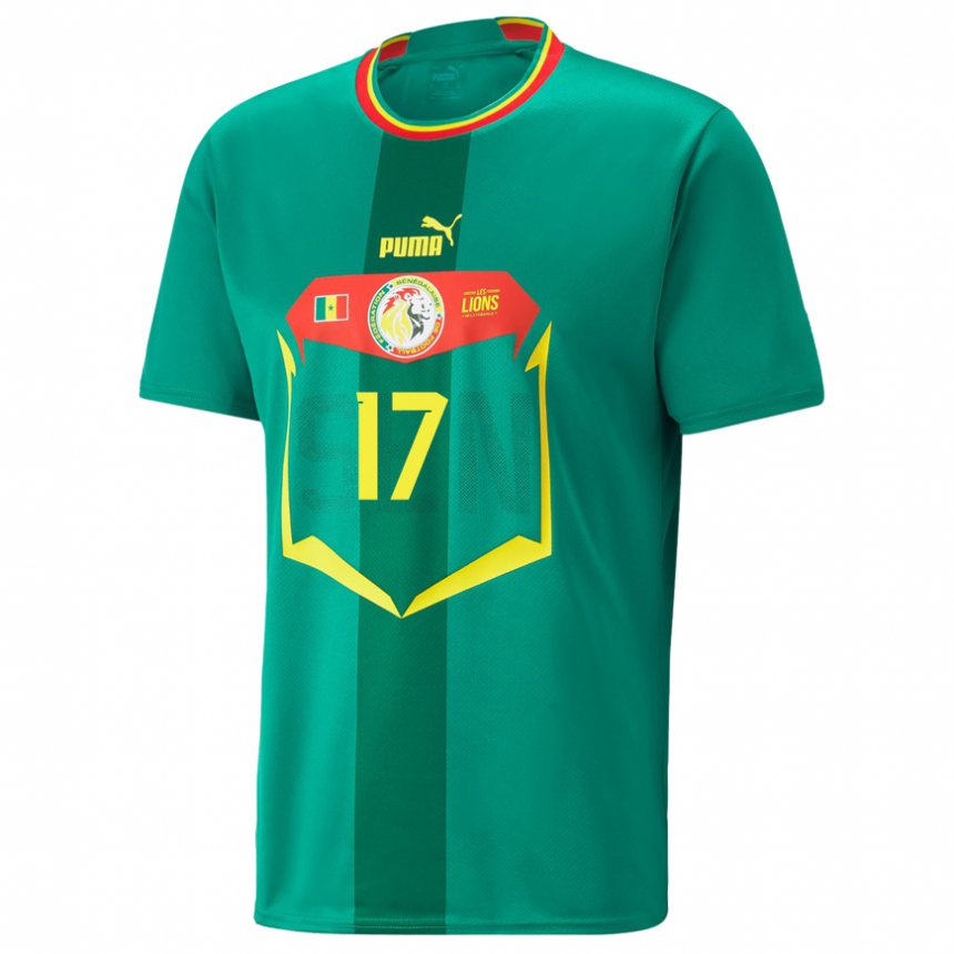 Kinder Senegalesische Pape Matar Sarr #17 Grün Auswärtstrikot Trikot 22-24 T-shirt Belgien