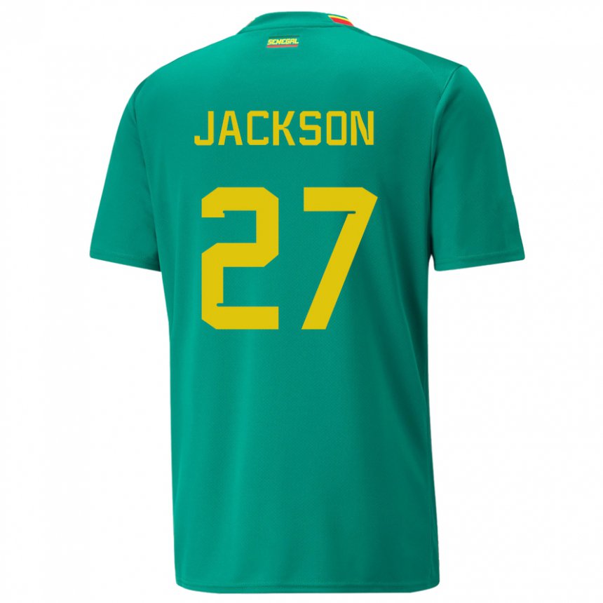 Enfant Maillot Sénégal Nicolas Jackson #27 Verte Tenues Extérieur 22-24 T-shirt Belgique