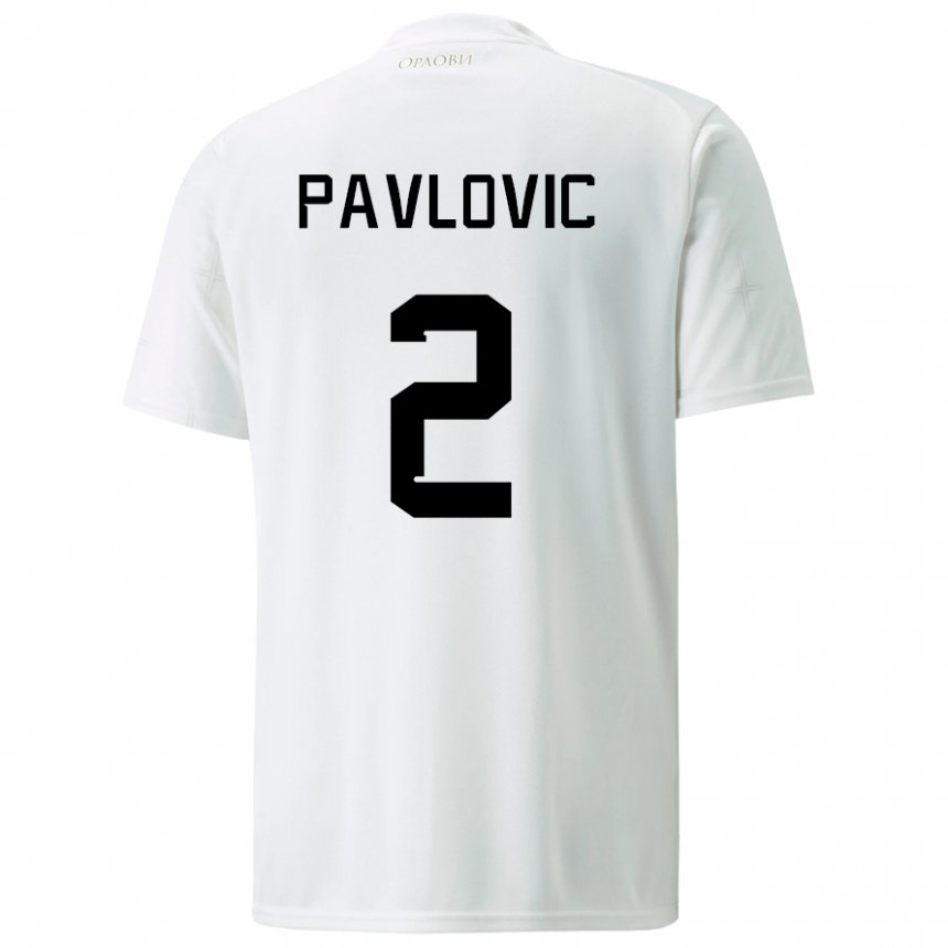 Enfant Maillot Serbie Strahinja Pavlovic #2 Blanc Tenues Extérieur 22-24 T-shirt Belgique