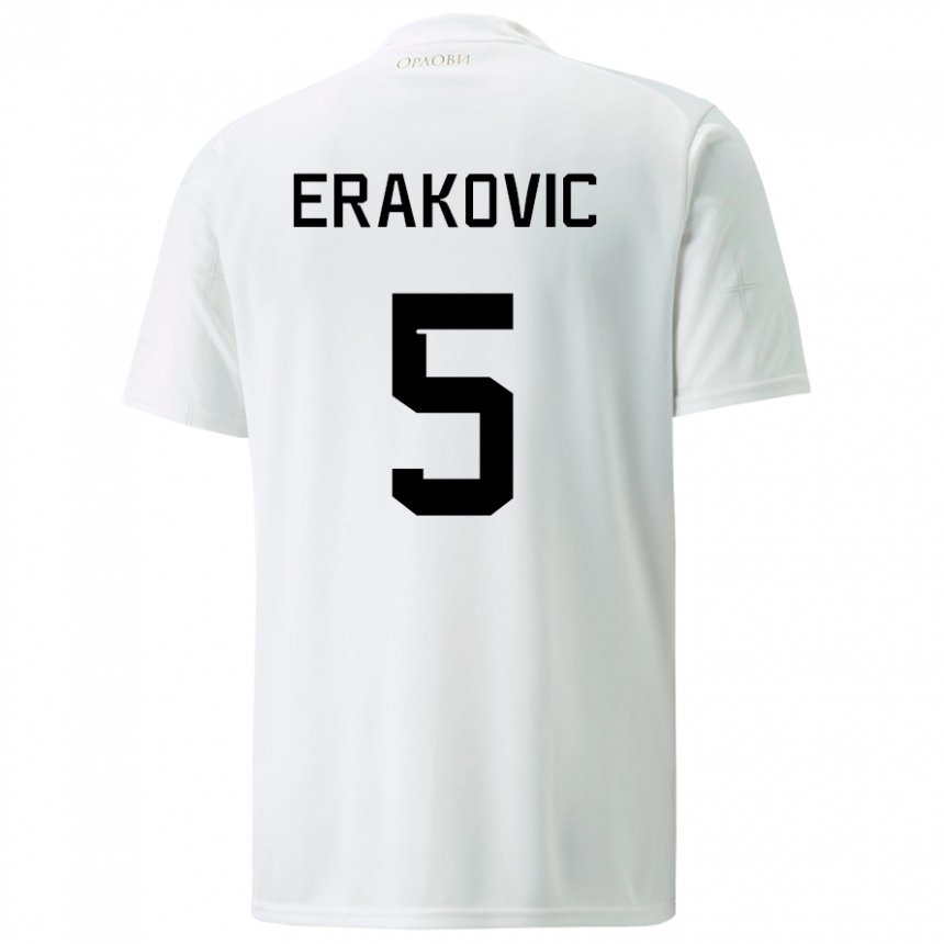 Kinder Serbische Strahinja Erakovic #5 Weiß Auswärtstrikot Trikot 22-24 T-shirt Belgien