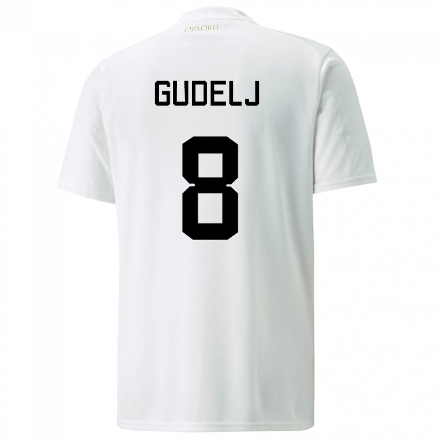 Kinder Serbische Nemanja Gudelj #8 Weiß Auswärtstrikot Trikot 22-24 T-shirt Belgien