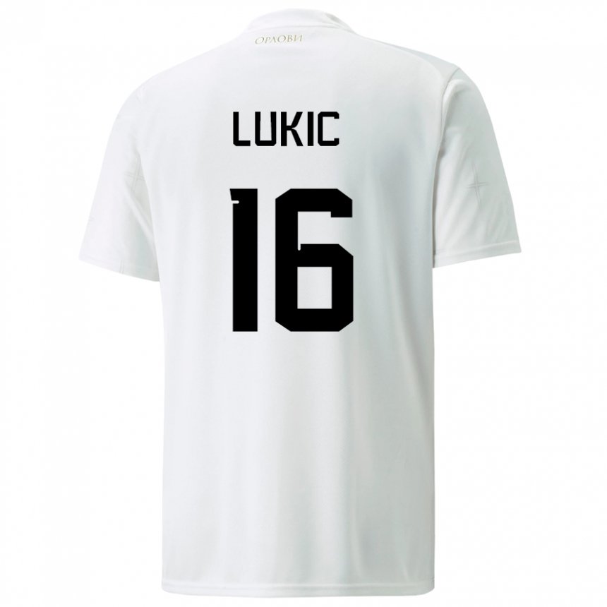 Kinder Serbische Sasa Lukic #16 Weiß Auswärtstrikot Trikot 22-24 T-shirt Belgien