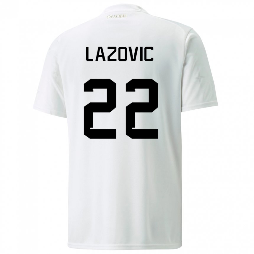 Kinder Serbische Darko Lazovic #22 Weiß Auswärtstrikot Trikot 22-24 T-shirt Belgien