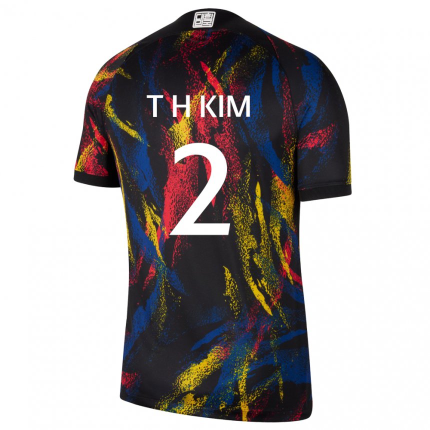 Enfant Maillot Corée Du Sud Tae-hwan Kim #2 Multicolore Tenues Extérieur 22-24 T-shirt Belgique