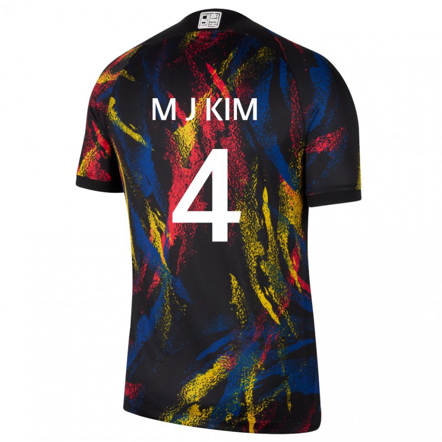 Enfant Maillot Corée Du Sud Min-jae Kim #4 Multicolore Tenues Extérieur 22-24 T-shirt Belgique
