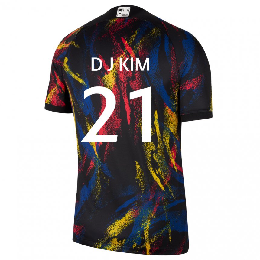 Kinder Südkoreanische Dong-jun Kim #21 Mehrfarbig Auswärtstrikot Trikot 22-24 T-shirt Belgien