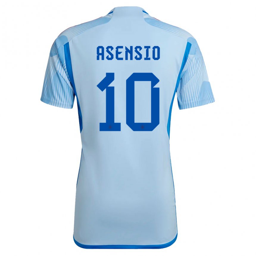 Kinder Spanische Marco Asensio #10 Himmelblau Auswärtstrikot Trikot 22-24 T-shirt Belgien