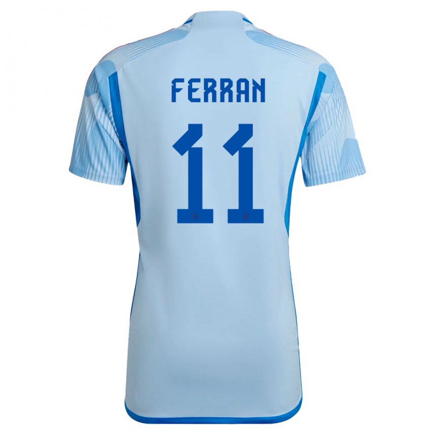 Kinder Spanische Ferran Torres #11 Himmelblau Auswärtstrikot Trikot 22-24 T-shirt Belgien