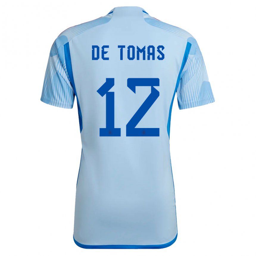 Kinder Spanische Raul De Tomas #12 Himmelblau Auswärtstrikot Trikot 22-24 T-shirt Belgien