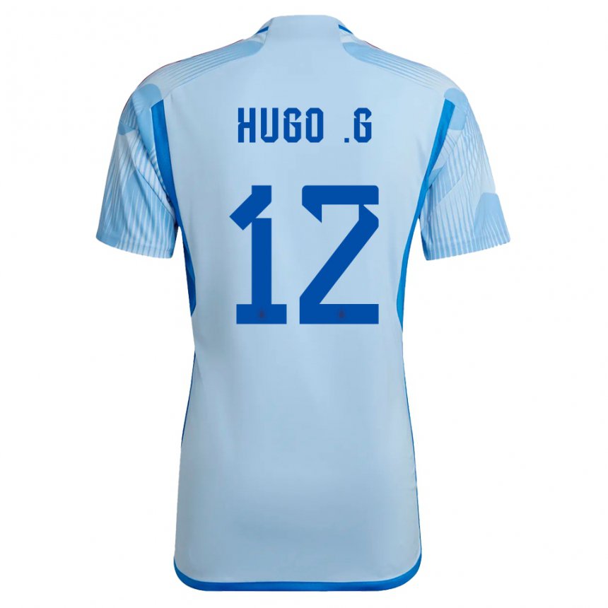 Kinder Spanische Hugo Guillamon #12 Himmelblau Auswärtstrikot Trikot 22-24 T-shirt Belgien