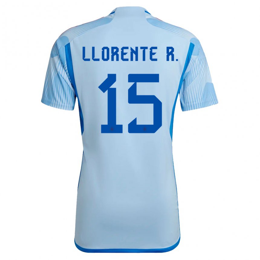 Kinder Spanische Diego Llorente #15 Himmelblau Auswärtstrikot Trikot 22-24 T-shirt Belgien